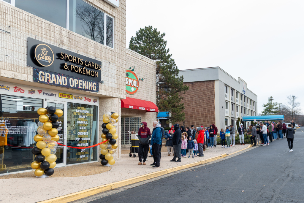 Crowd lined up outside the "Goatz" of Herndon on a cold January morning.