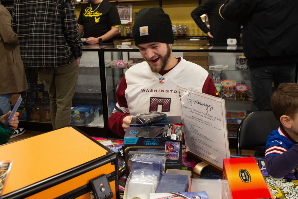 One customer showing his excitement for the card he just pulled