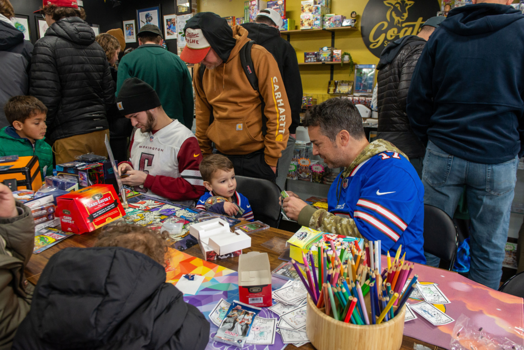 Even our youngest collectors found a spot to rip some packs